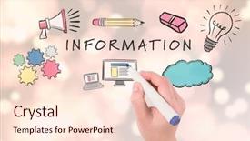  Presentation with compensation management hand marker - Slides enhanced with study circle - businesswomans hand writing with marker background and a lemonade colored foreground
