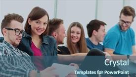  Presentation with student nurse teaching university - Cool new slides with study circle - girl university student with friends backdrop and a ocean colored foreground