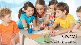  Presentation with teacher - Beautiful theme featuring day and baking concept food backdrop and a  colored foreground.