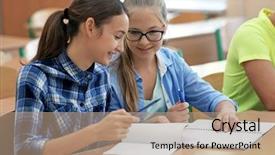  Presentation with classroom resources - Amazing presentation having classmate friends in classroom backdrop and a coral colored foreground