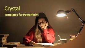  Presentation with night - Audience pleasing PPT layouts consisting of student reading - studying at night backdrop and a tawny brown colored foreground