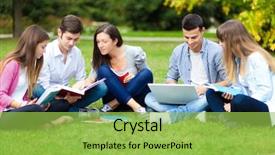  Presentation with students - Theme consisting of study group - students at the park background and a yellow colored foreground