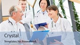  Presentation with nurse team - Presentation theme having study group - team of doctors with nurse background and a light blue colored foreground
