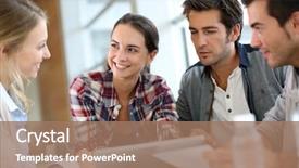  Presentation with young people diversity - Cool new PPT layouts with study group - young people meeting with digital backdrop and a coral colored foreground