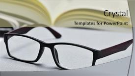  Presentation with eyeglasses - Slides with study habits - closeup of a pair background and a mint green colored foreground