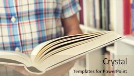  Presentation with reading - Slide set enhanced with study habits - closeup of a young caucasian background and a coral colored foreground