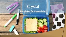  Presentation with food habits - Theme featuring study habits - lunch box with food background and a teal colored foreground
