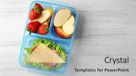  Presentation with food habits - Colorful theme enhanced with study habits - lunch box with food backdrop and a light gray colored foreground