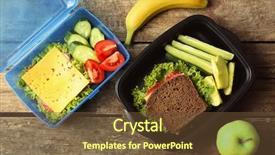  Presentation with food habits - Beautiful slides featuring study habits - lunch boxes with food backdrop and a tawny brown colored foreground
