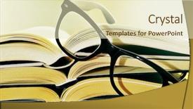  Presentation with habit - Slides featuring study habits - pile of books and glasses background and a soft green colored foreground