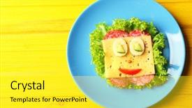  Presentation with food plate starter or entree - Beautiful slides featuring study habits - plate with tasty food backdrop and a  colored foreground