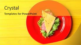  Presentation with food plate starter or entree - Colorful PPT layouts enhanced with study habits - plate with tasty food backdrop and a white colored foreground