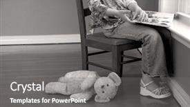  Presentation with child girl reading a book - Presentation theme having study habits - young girl reading book background and a gray colored foreground