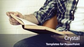  Presentation with light book - Audience pleasing presentation design consisting of study habits - young man reading book close-up backdrop and a wine colored foreground