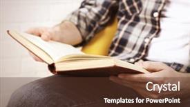  Presentation with light book - PPT theme enhanced with study habits - young man reading book close-up background and a tawny brown colored foreground
