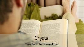  Presentation with reading - Slide set having study habits - young man reading book background and a mint green colored foreground