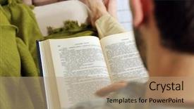  Presentation with kids reading book - Amazing presentation design having study habits - young man reading book backdrop and a coral colored foreground