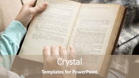  Presentation with reading - Slide set consisting of study habits - young woman reading book close-up background and a coral colored foreground