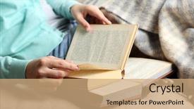  Presentation with reading - Slide set consisting of study habits - young woman reading book close-up background and a coral colored foreground