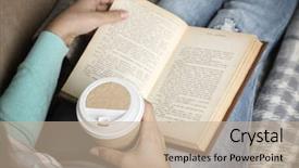  Presentation with reading - Slides consisting of study habits - young woman reading book close-up background and a mint green colored foreground