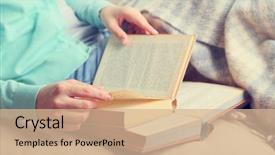  Presentation with reading - Cool new slide set with study habits - young woman reading book backdrop and a coral colored foreground