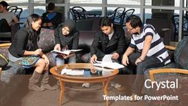  Presentation with diverse students - Theme featuring study hall - diverse group of students studying background and a  colored foreground