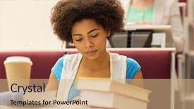  Presentation with high school - Cool new PPT theme with study hall - education high school university learning backdrop and a coral colored foreground