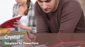  Presentation with university - Presentation theme enhanced with study hall - university student completing assigned reading background and a violet colored foreground