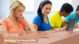  Presentation with diverse elementary students in classroom - PPT theme with study hall - university students studying in classroom background and a  colored foreground