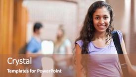  Presentation with student - Beautiful theme featuring study hall - young student posing backdrop and a coral colored foreground