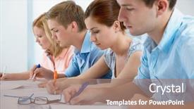  Presentation with diverse elementary students in classroom - PPT layouts consisting of study hall - young students studying together background and a coral colored foreground