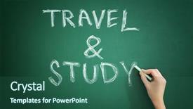  Presentation with study abroad - Amazing presentation design having study on chalkboard education abroad backdrop and a ocean colored foreground