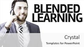  Presentation with blended - Colorful presentation theme enhanced with study skills - business man with the text backdrop and a white colored foreground
