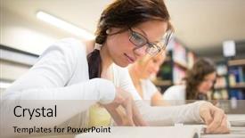  Presentation with university student internship - Colorful slide set enhanced with study skills - group of university students studying backdrop and a coral colored foreground