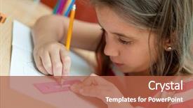  Presentation with project - Beautiful presentation theme featuring study skills - lovely little girl working backdrop and a red colored foreground