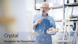  Presentation with math creative - Slides with study skills - serious and pensive mature man background and a light blue colored foreground