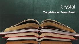  Presentation with skills - Audience pleasing theme consisting of study skills - stack of books in front backdrop and a ocean colored foreground