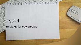  Presentation with keyboard - PPT theme featuring study space - overhead of graph paper background and a  colored foreground