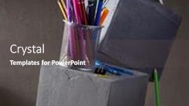 Presentation with back school - PPT theme consisting of study-supplies-and-accessories background and a dark gray colored foreground