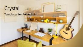  Presentation with reading table - Slide set featuring study table - interior of reading room background and a lemonade colored foreground