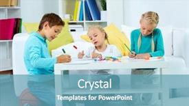  Presentation with children moslem - PPT theme with study table - portrait of three children drawing background and a  colored foreground