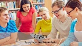  Presentation with college students - Colorful presentation design enhanced with study table - students in college backdrop and a  colored foreground