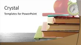  Presentation with alarm - Presentation design featuring study time - books alarm clock and apple background and a white colored foreground