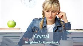  Presentation with intelligence - Beautiful slide deck featuring study time - intelligence girl student reads books backdrop and a ocean colored foreground