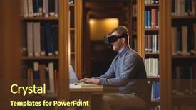  Presentation with virtual reality - Presentation theme enhanced with studying at college library background and a tawny brown colored foreground