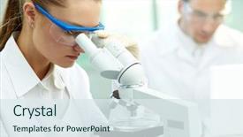  Presentation with laboratory chemical - Presentation enhanced with studying chemical element in laboratory background and a sky blue colored foreground