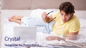  Presentation with young college student diagnosis of sti - Presentation enhanced with studying in bed for exam background and a sky blue colored foreground