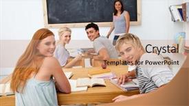  Presentation with high school testing - Colorful presentation theme enhanced with studying in the high school backdrop and a coral colored foreground