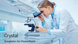  Presentation with scientist - Audience pleasing slide set consisting of studying new virus in laboratory backdrop and a light blue colored foreground