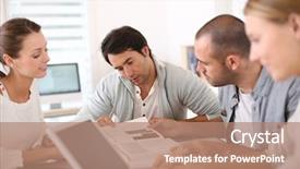  Presentation with college - Slide set featuring studying together in school lounge background and a  colored foreground